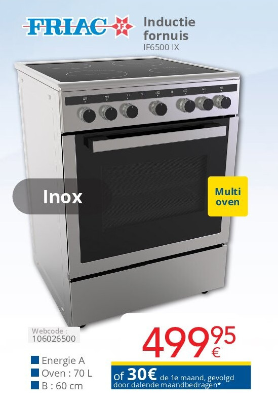 Friac Inductie fornuis IF6500 IX