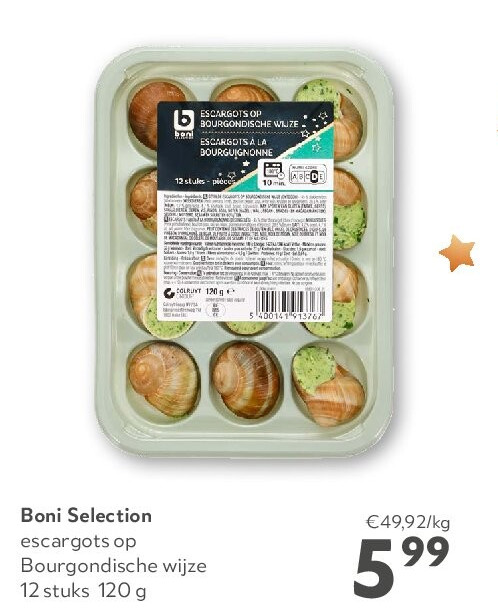 Boni Selection escargots op Bourgondische wijze 12 stuks 120 g