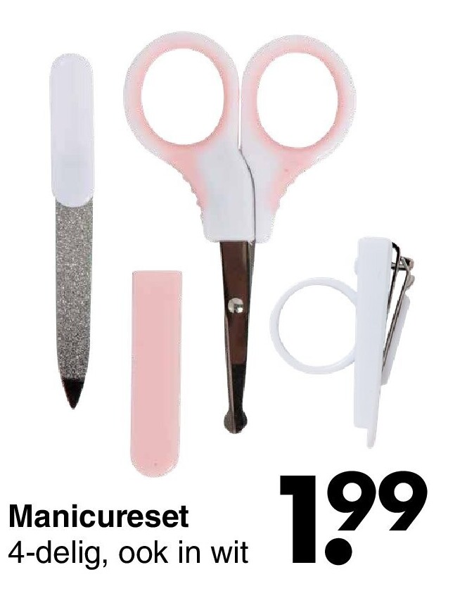 Manicureset 4 delig, ook in wit
