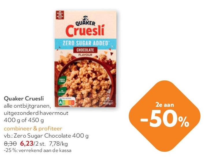 Quaker Cruesli Zero Sugar Chocolate 400 g