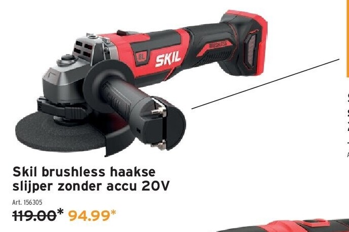 Skil brushless haakse slijper zonder accu 20V