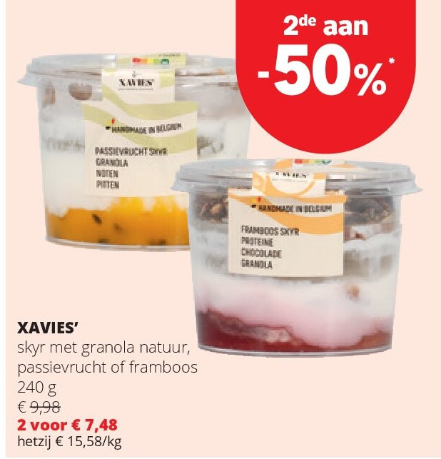 XAVIES’ skyr met granola natuur, passievrucht of framboos 240 g