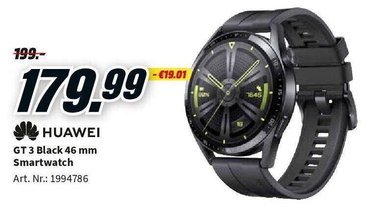 Huawei GT 3 Black 46 mm Smartwatch