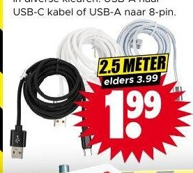 Soundlogic XL USB oplaadkabel