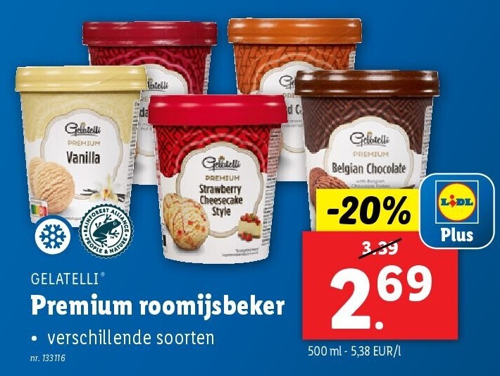 Premium roomijsbeker