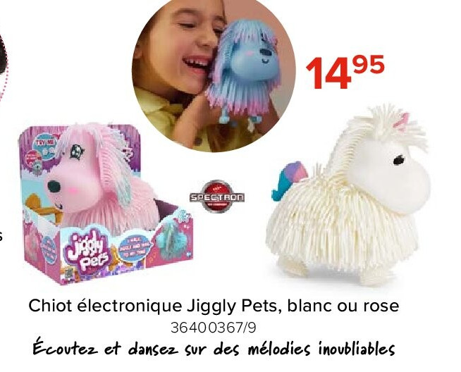 Chiot électronique Jiggly Pets, blanc ou rose