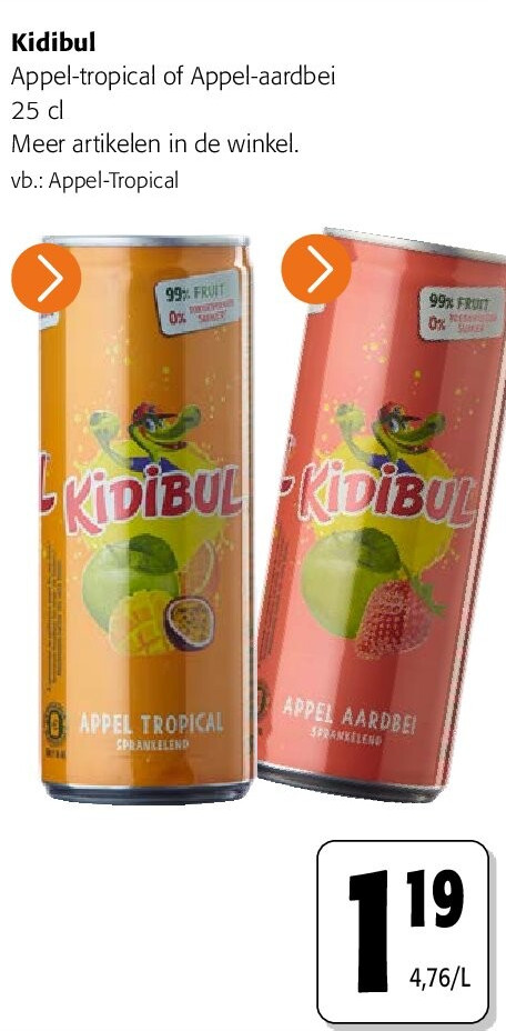 Kidibul Appel-tropical of Appel-aardbei 25 cl