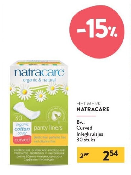 HET MERK NATRACARE Curved Inlegkruisjes 30 stuks
