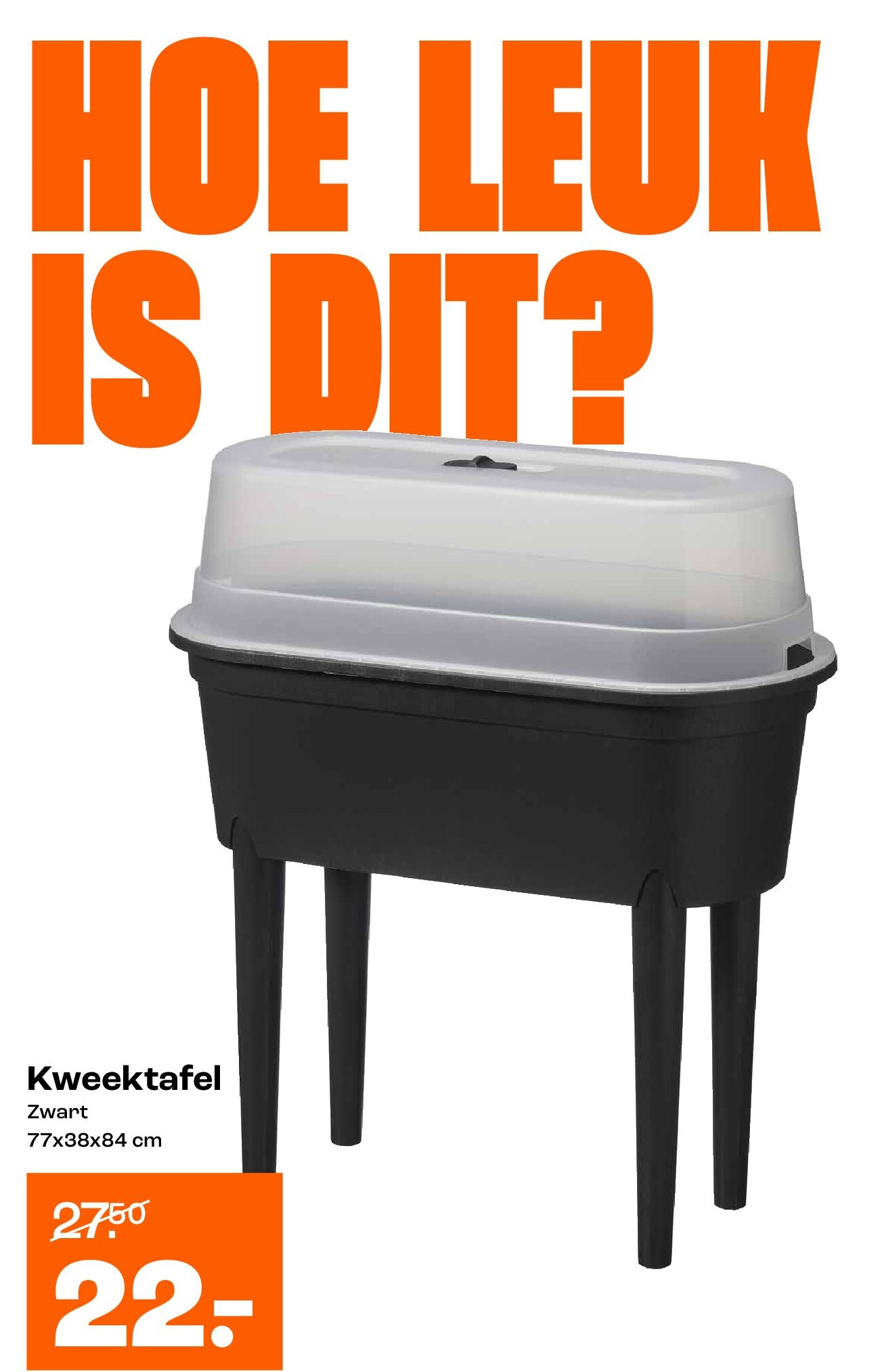 Kweektafel Zwart 77x38x84 cm