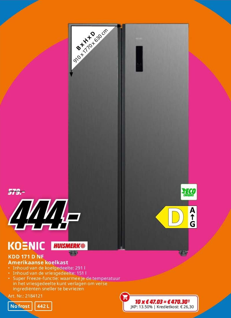 KDD 171 D NF Amerikaanse koelkast