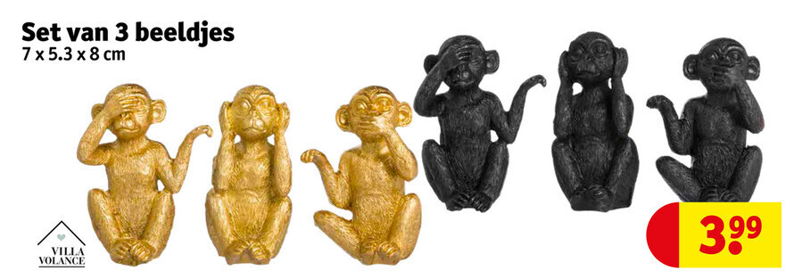 Set van 3 beeldjes 7x5.3 x 8 cm