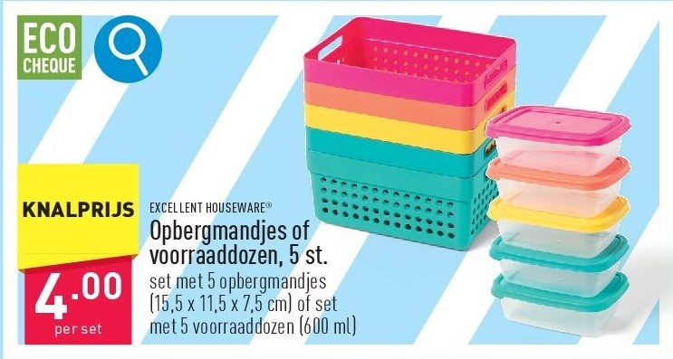 Opbergmandjes of voorraaddozen, 5 st.