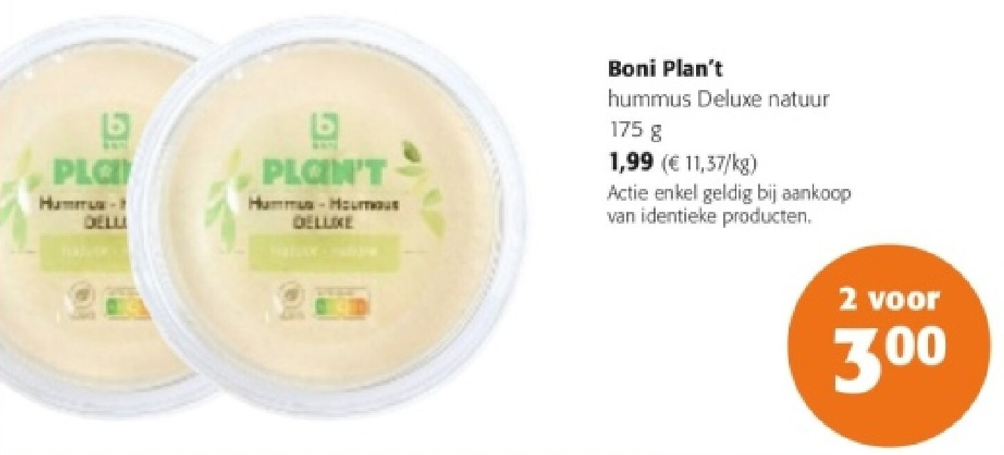 Boni Plan't hummus Deluxe natuur 175 g