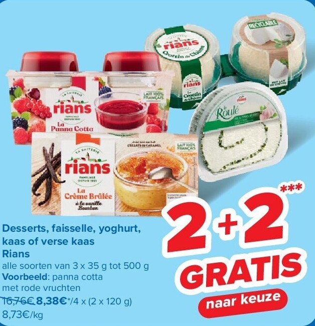 Desserts, faisselle, yoghurt, kaas of verse kaas Rians