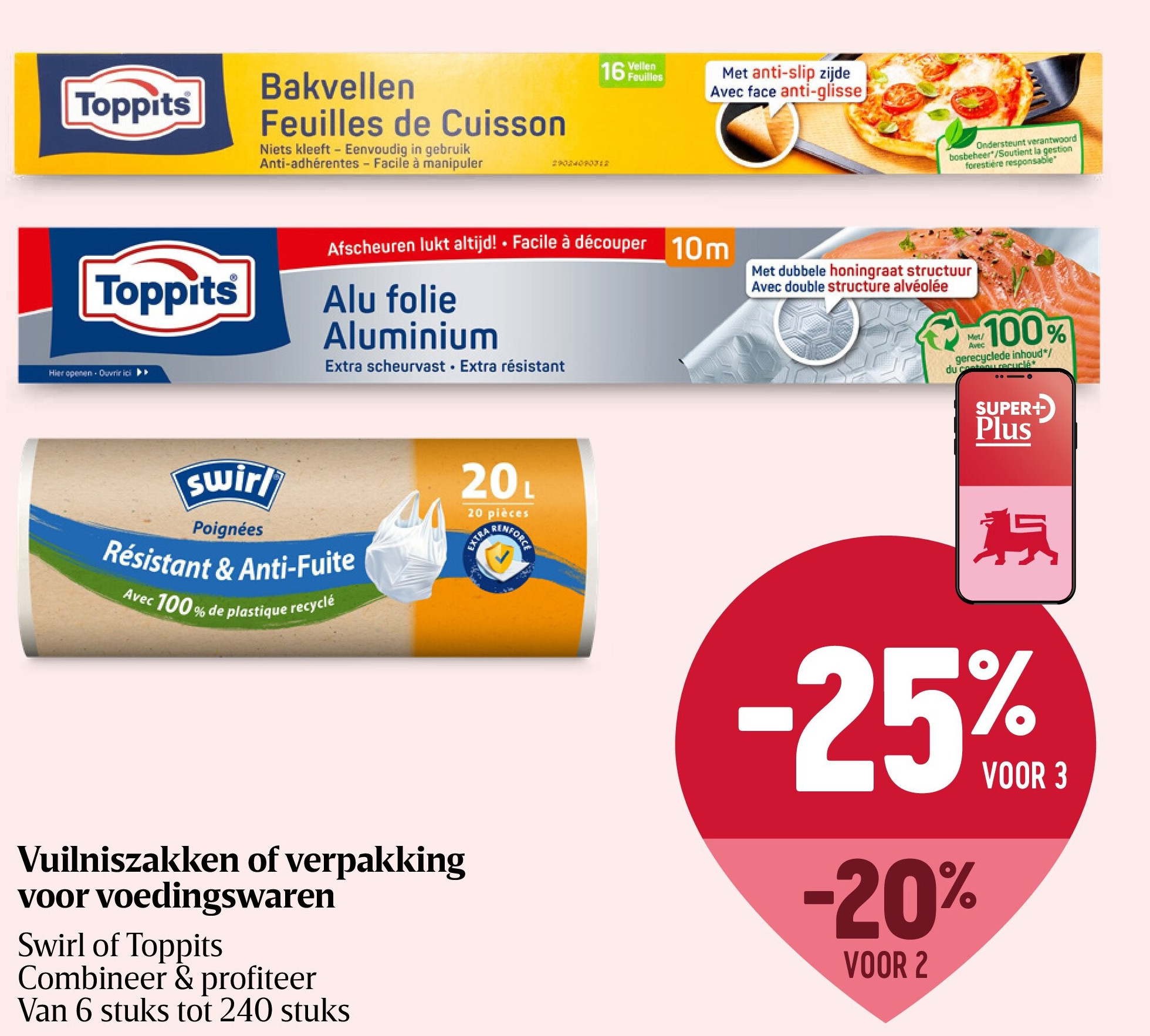 Vuilniszakken of verpakking voor voedingswaren