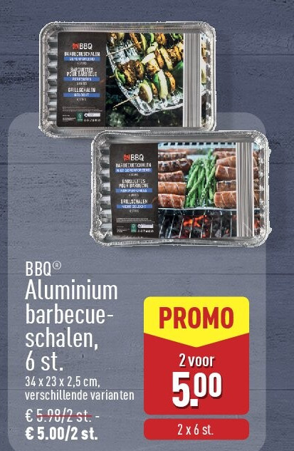 Aluminium barbecueschalen, 6st.