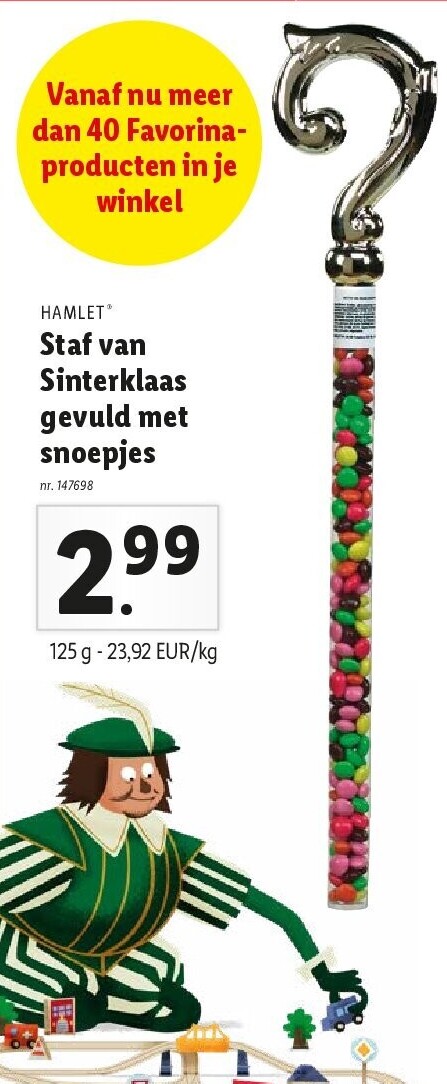 Staf van Sinterklaas gevuld met snoepjes
