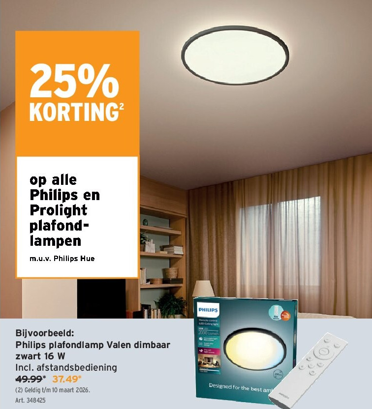 Philips plafondlamp Valen dimbaar zwart 16 W
