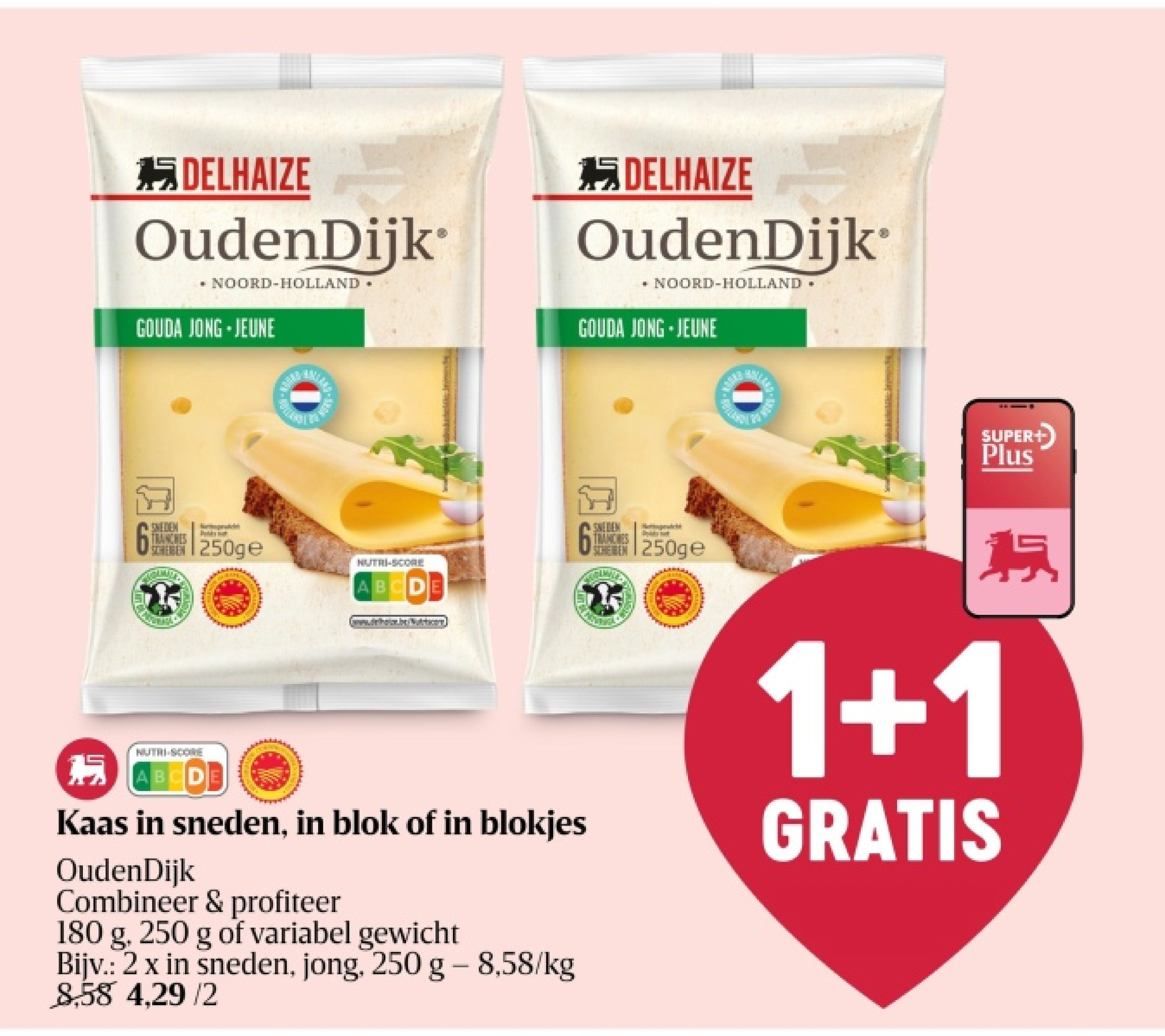 Kaas in sneden, in blok of in blokjes