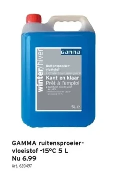 GAMMA ruitensproeiervloeistof -15°C 5 L