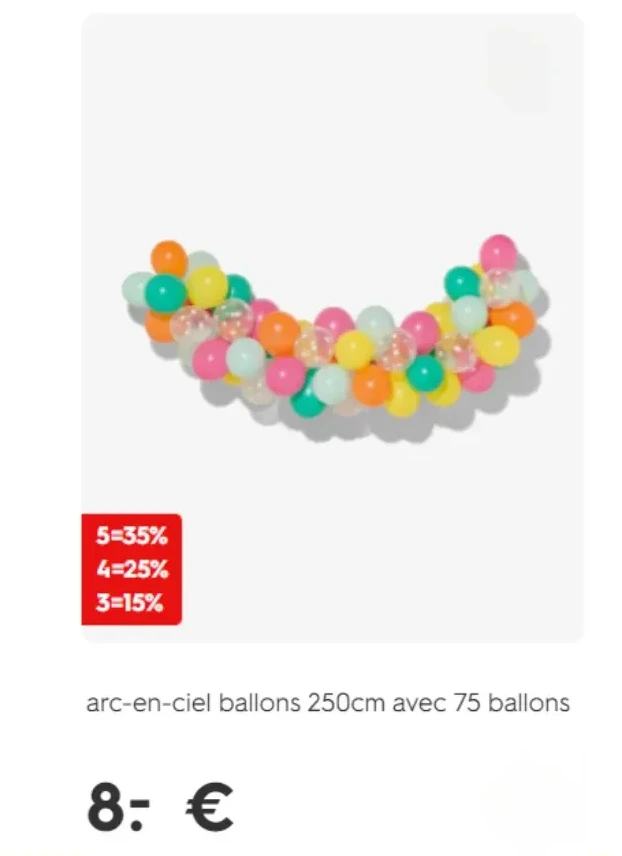 arc-en-ciel balons 250cm avec 75 ballons