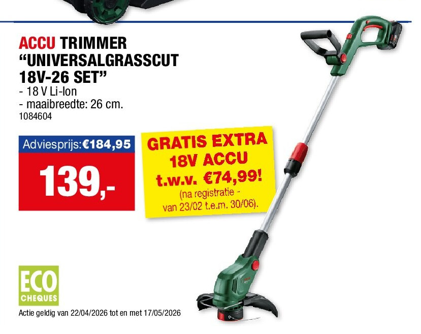 ACCU TRIMMER “UNIVERSALGRASSCUT 18V-26 SET”