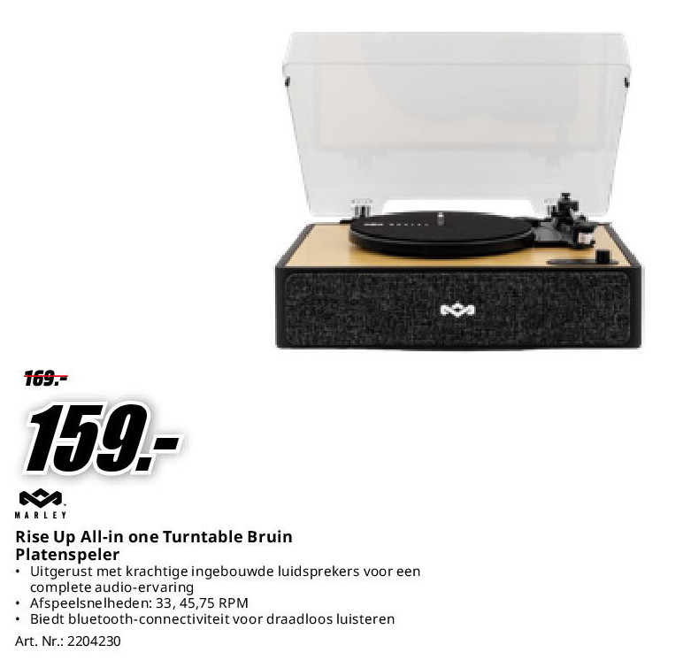 Rise Up All-in one Turntable Bruin Platenspeler