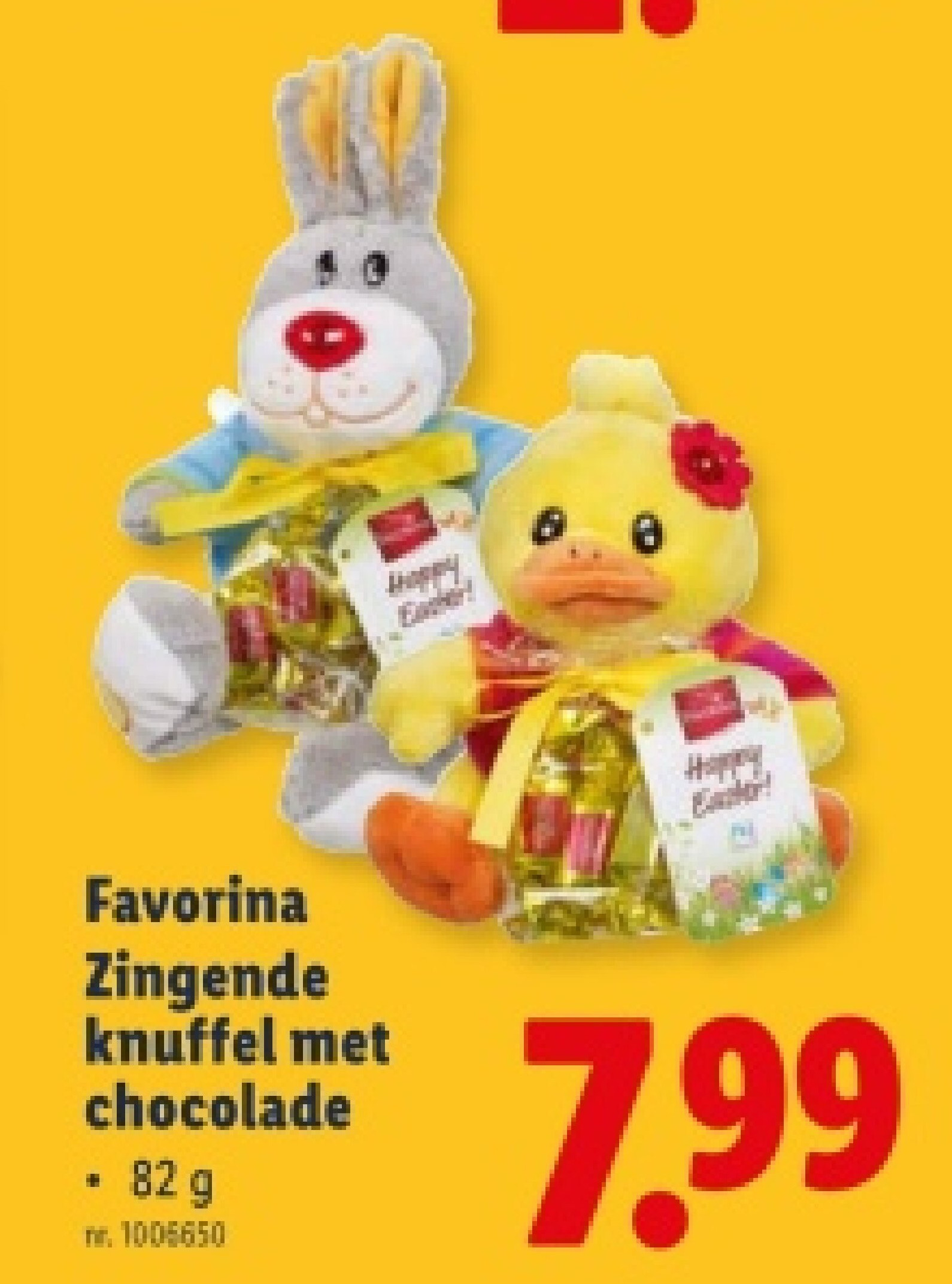 Zingende knuffel met chocolade