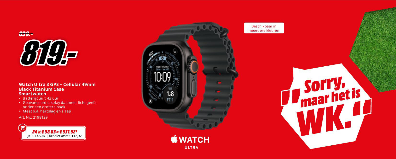 Watch Ultra 3 GPS + Cellular 49mm Black Titanium Case Smartwatch