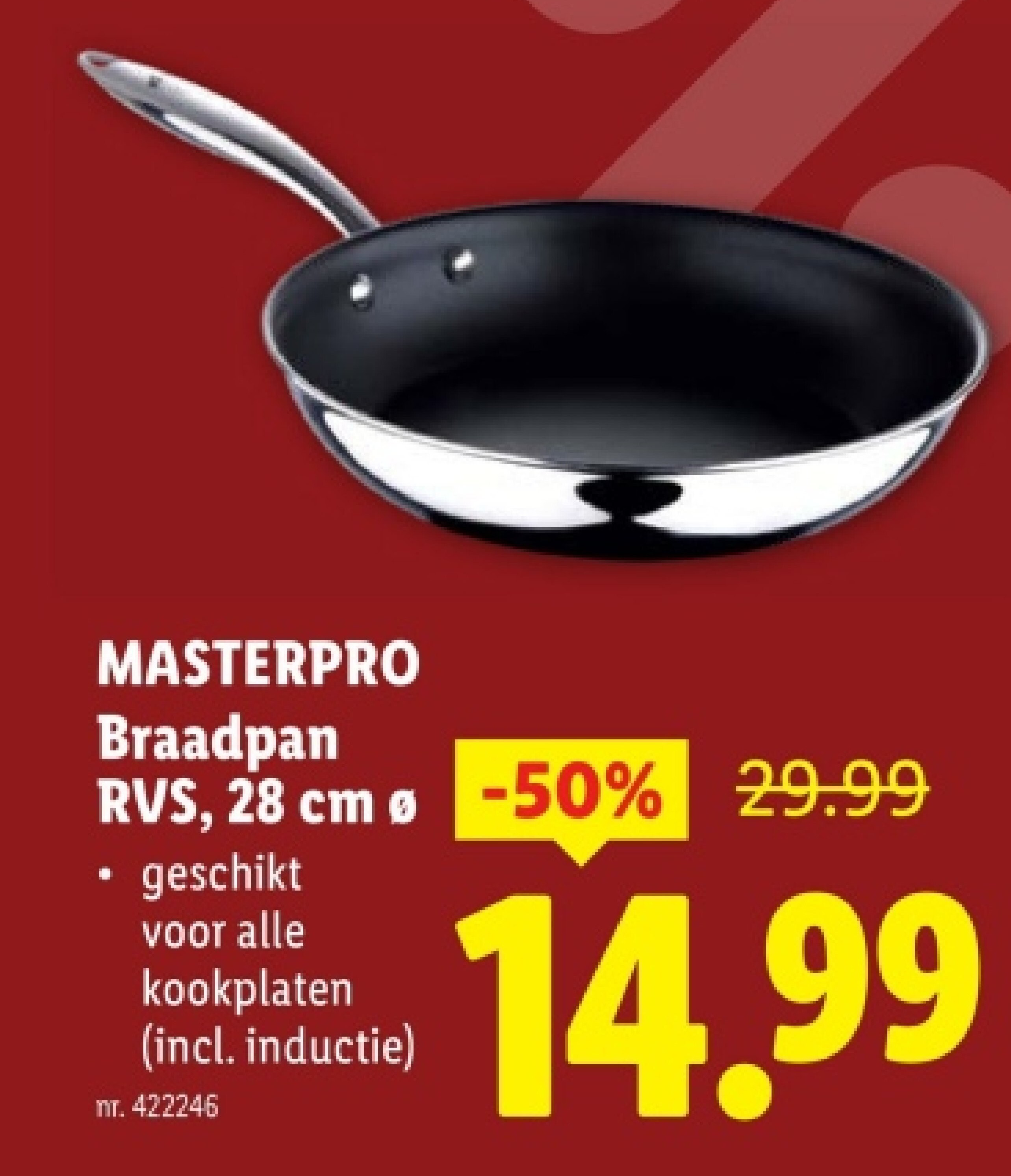 Braadpan RVS, 28 cm ø