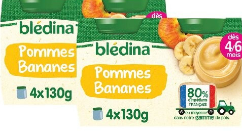 Petits pots desserts pommes bananes Blédina