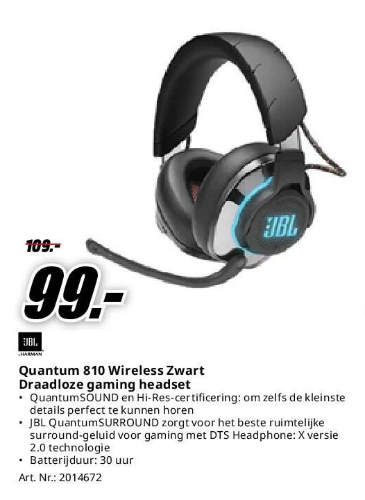 Quantum 810 Wireless Zwart Draadloze gaming headset
