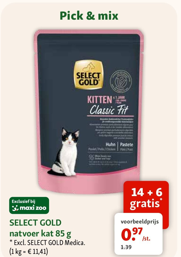 SELECT GOLD natvoer kat 85 g