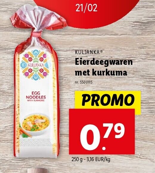 Eierdeegwaren met kurkuma