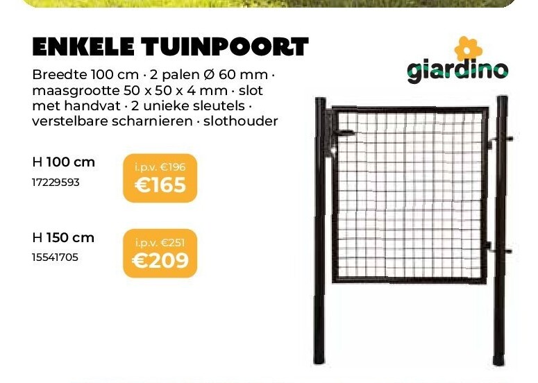 Enkele tuinpoort H 100 cm