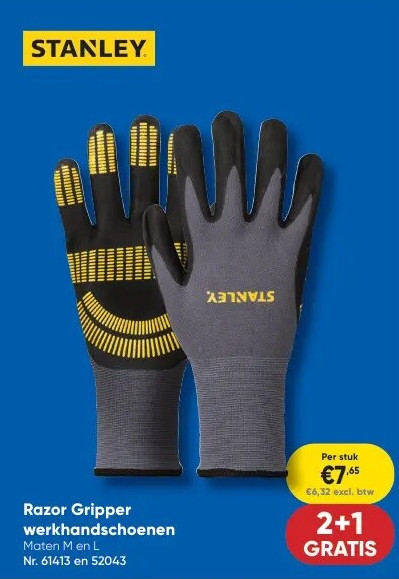 Razor Gripper werkhandschoenen Maten M en L Nr. 61413 en 52043