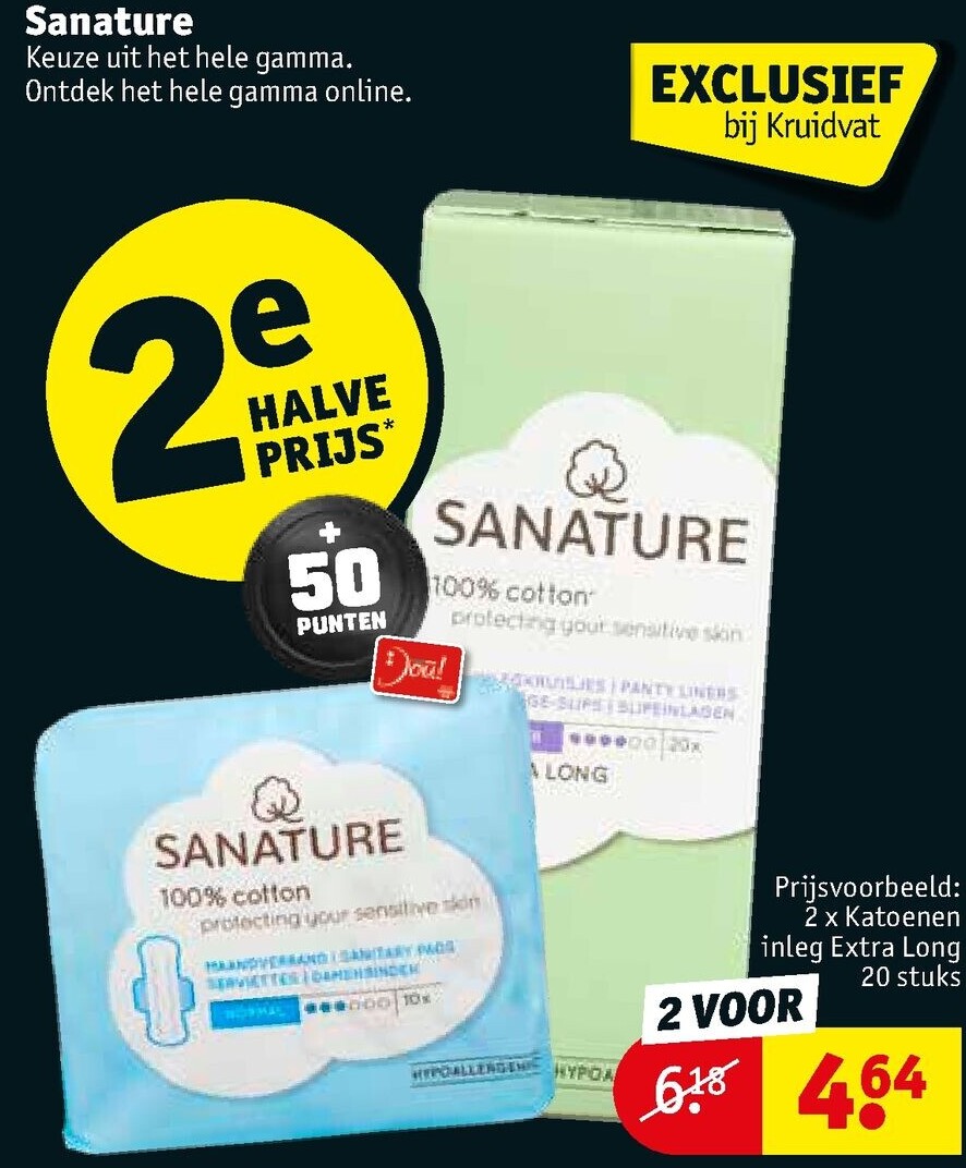 2 x Sanature Katoenen Inleg Extra Long