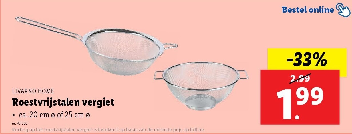 Roestvrijstalen vergiet