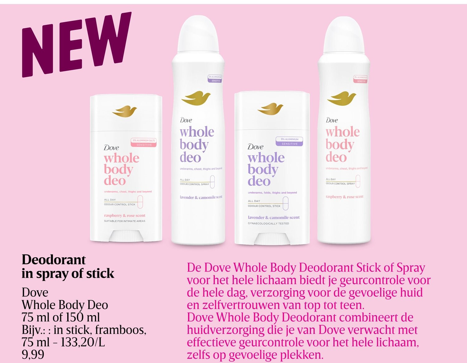 Deodorant in spray of stick