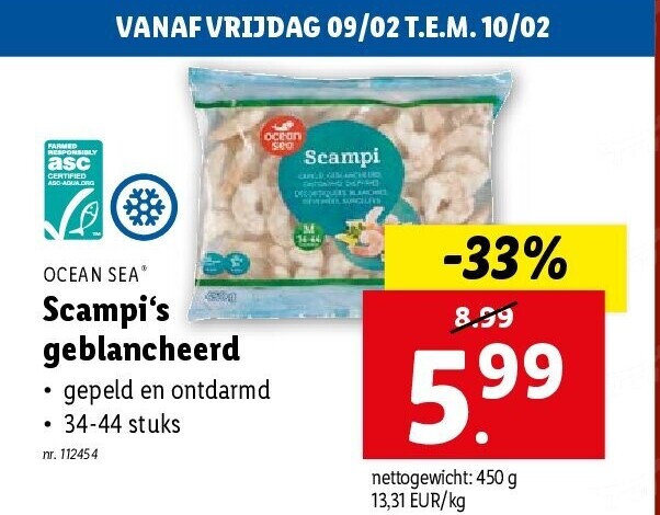 Scampi‘s geblancheerd