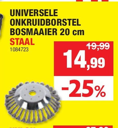 UNIVERSELE ONKRUIDBORSTEL BOSMAAIER 20 cm STAAL