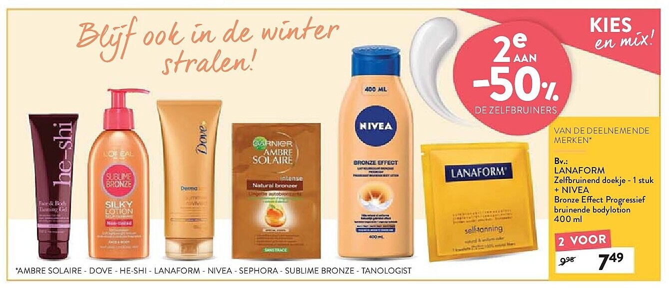 LANAFORM Zelfbruinend doekje - 1 stuk + NIVEA Bronze Effect Progressief bruinende bodylotion 400 ml