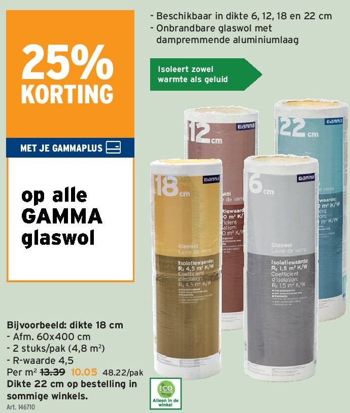 op alle GAMMA glaswol