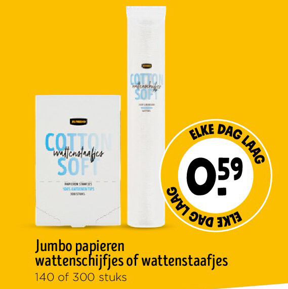 Jumbo papieren wattenschijfjes of wattenstaafjes
