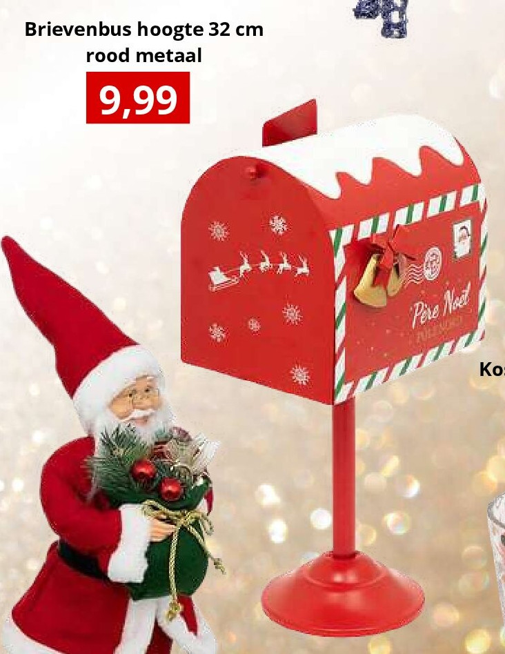 Brievenbus hoogte 32 cm rood metaal