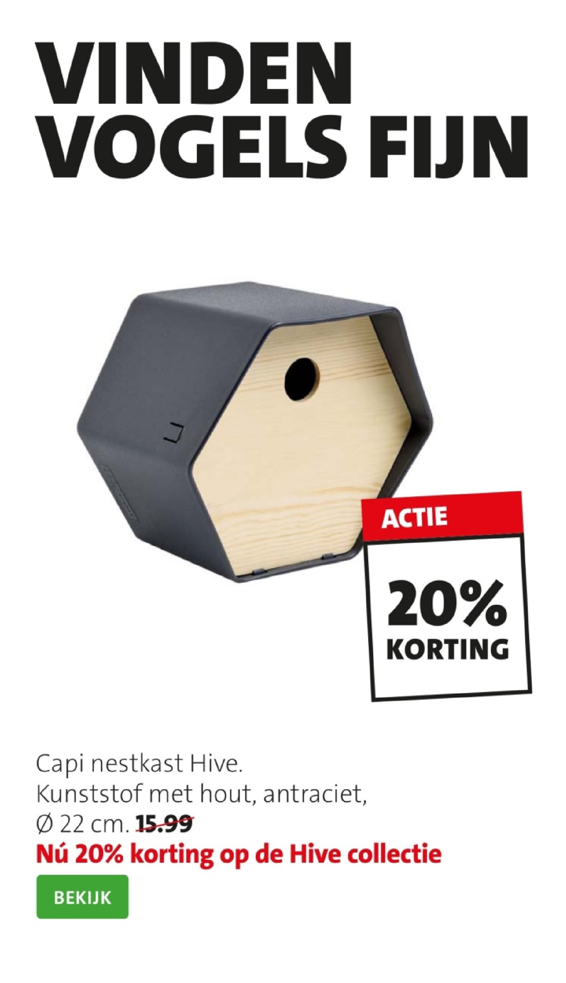 Capi nestkast Hive. Kunststof met hout, antraciet,