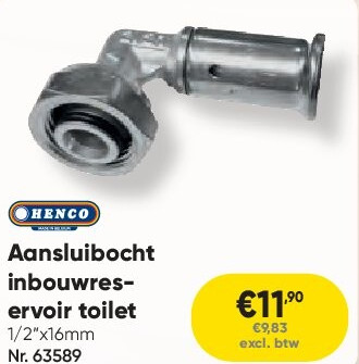 Aansluibocht inbouwreservoir toilet