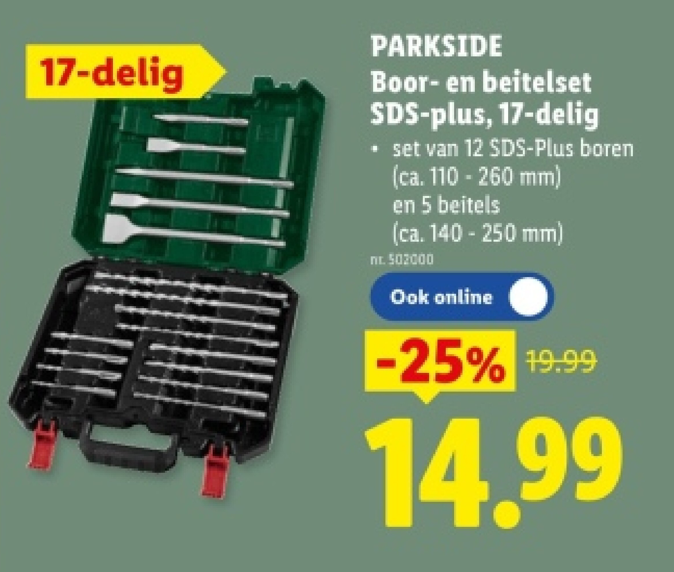 Boor-en beitelset SDS-plus, 17-delig