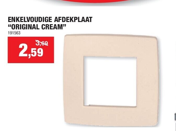 ENKELVOUDIGE AFDEKPLAAT “ORIGINAL CREAM”
