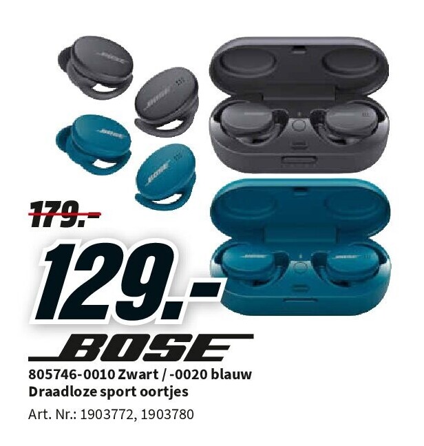 805746-0010 Zwart / -0020 blauw Draadloze sport oortjes